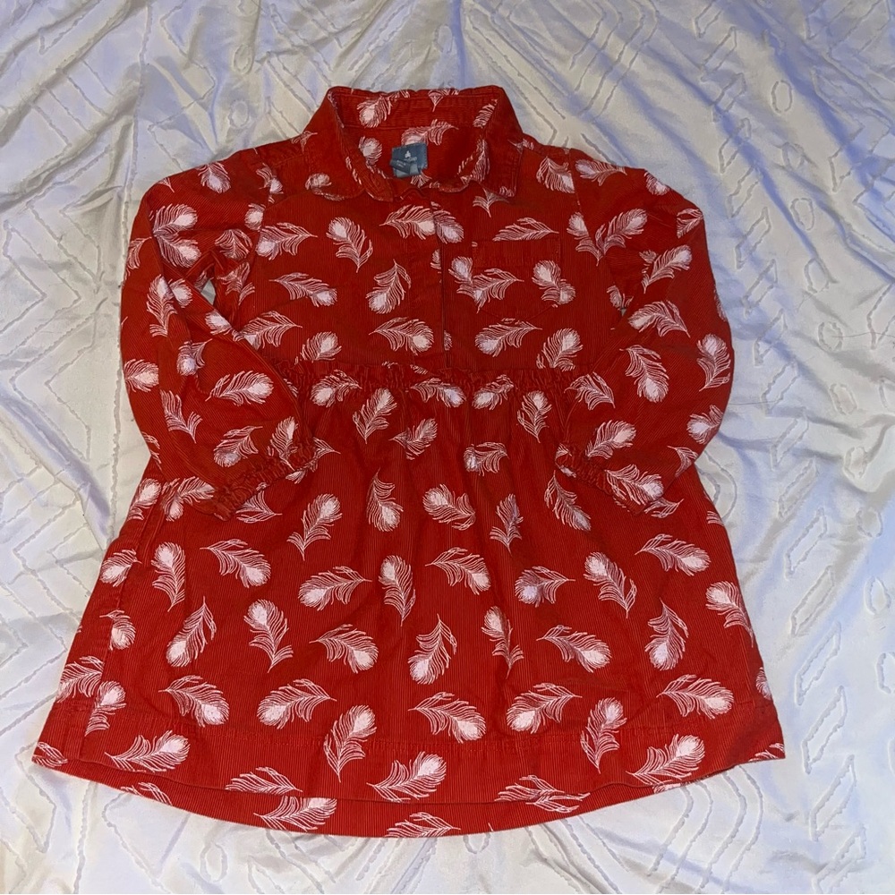 BabyGAP Red Orange Polo Collar Long Sleeve Corduroy Dress